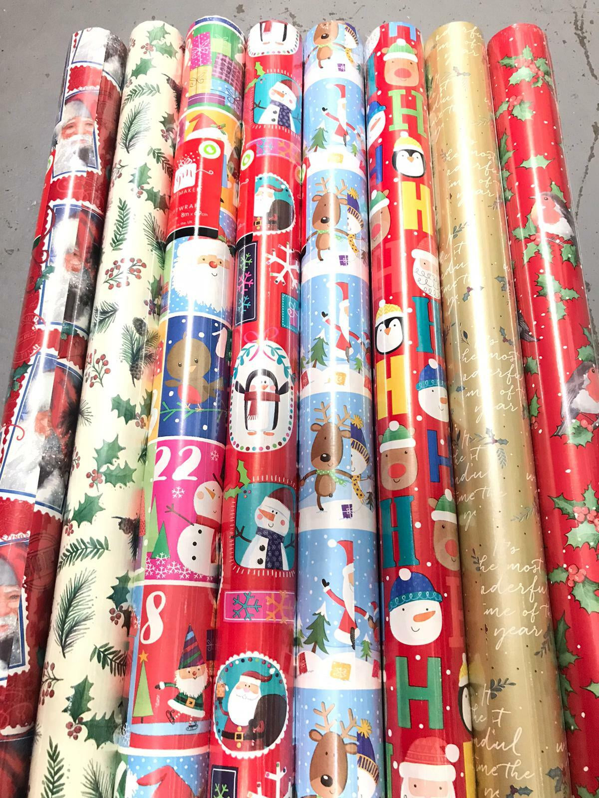 20M Christmas Gift Wrap Paper Xmas Prizes Presents Wrap Rolls Assorted Designs