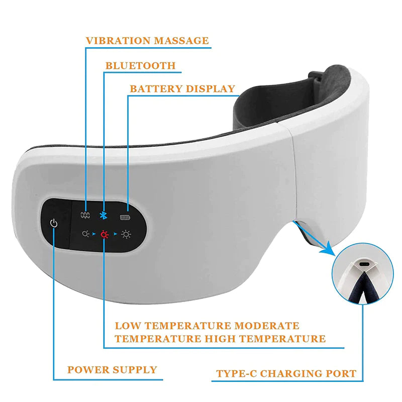 Revitalize Your Eyes with the 4D Electric Smart Eye Massager - Bluetooth Vibration & Heated Therapy for Dark Circles and Fatigue