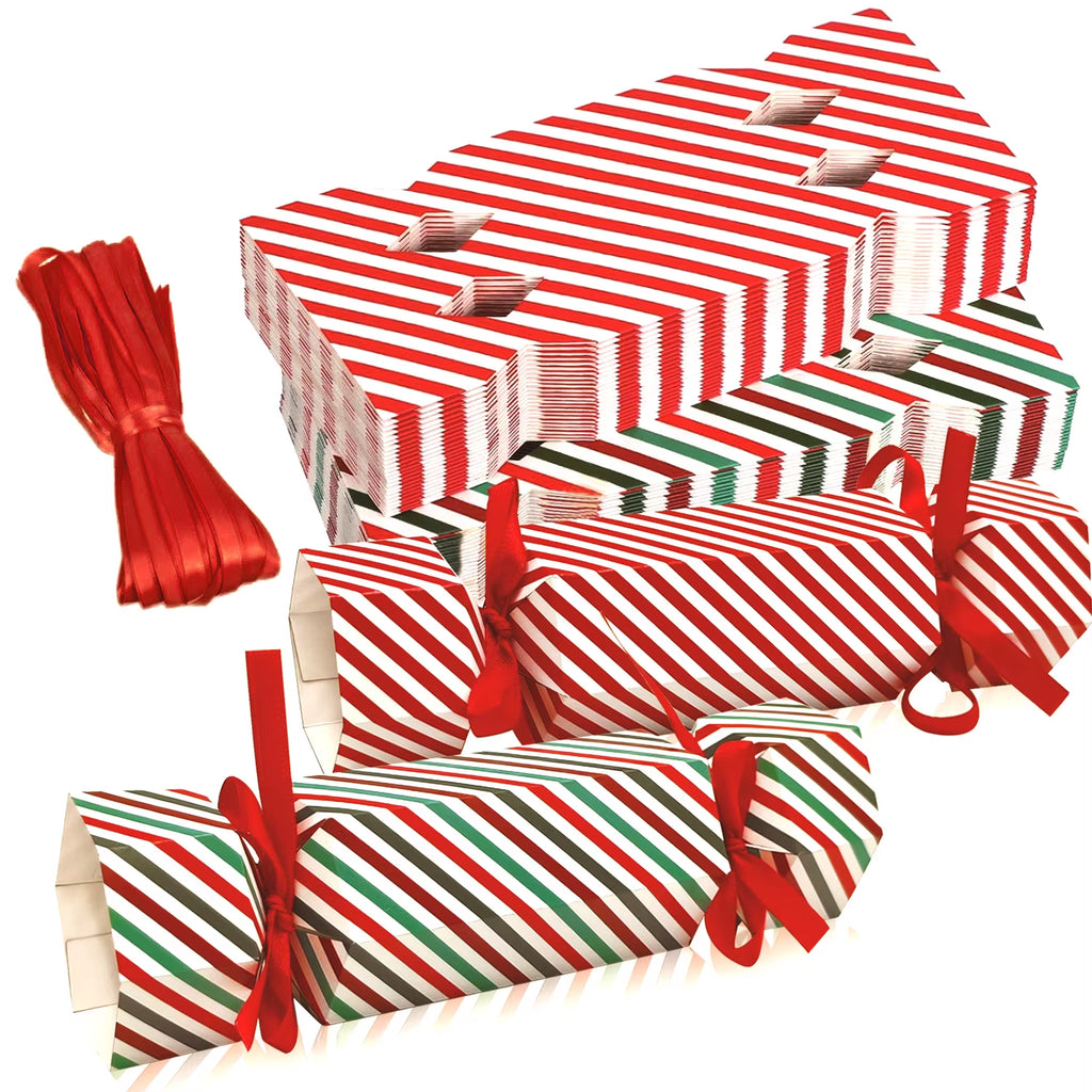 40 Packs DIY Christmas Party Cracker Kit Snowflake & Reindeer Design No-Snap Xmas Party Table Favors with Candy Boxes for Holida