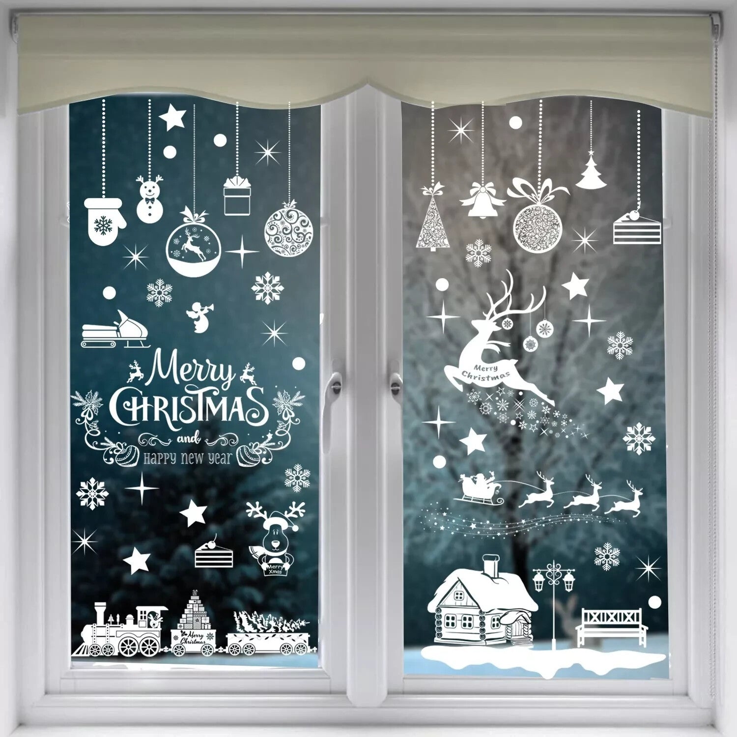 236Pcs Christmas Removable Window Stickers Xmas Art Decal Wall Home Shop Decor