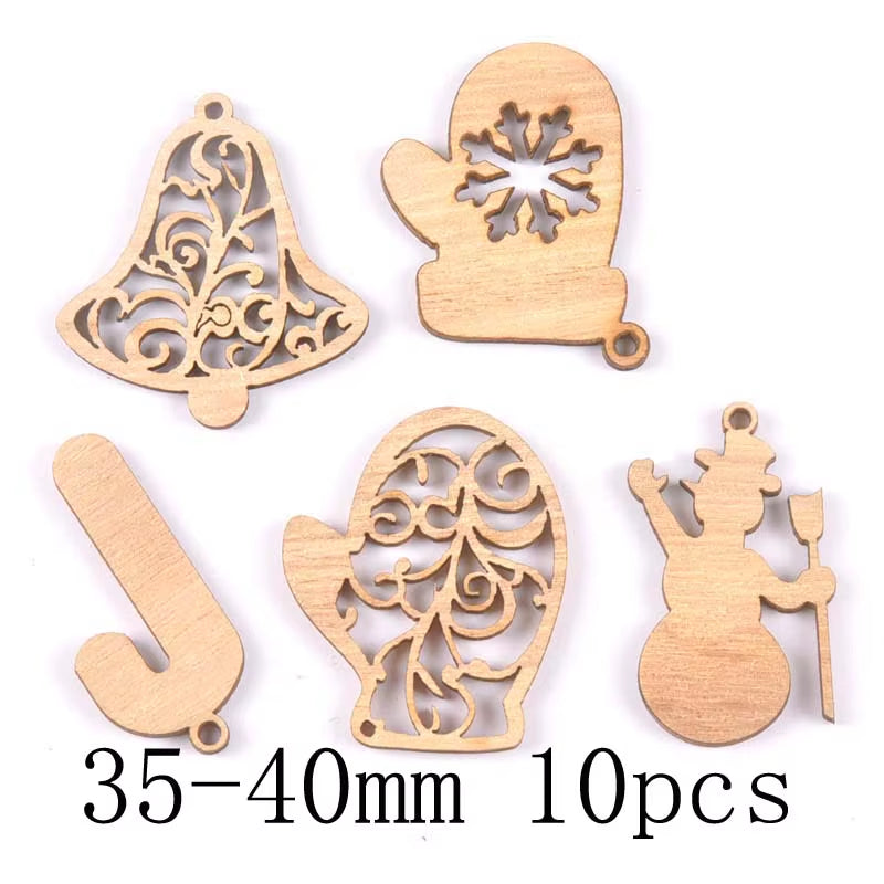DIY Natural Wooden Chip Christmas Tree Hanging Ornaments Pendant Kids Gifts Snowman Xmas Ornaments Decorations Mt2521