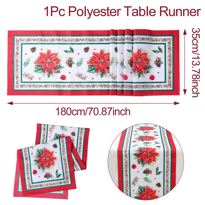 Christmas Table Runner Merry Christmas Decoration for Home Xmas Decor 2024 Navidad Notal Noel Xmas Ornament Happy New Year 2025