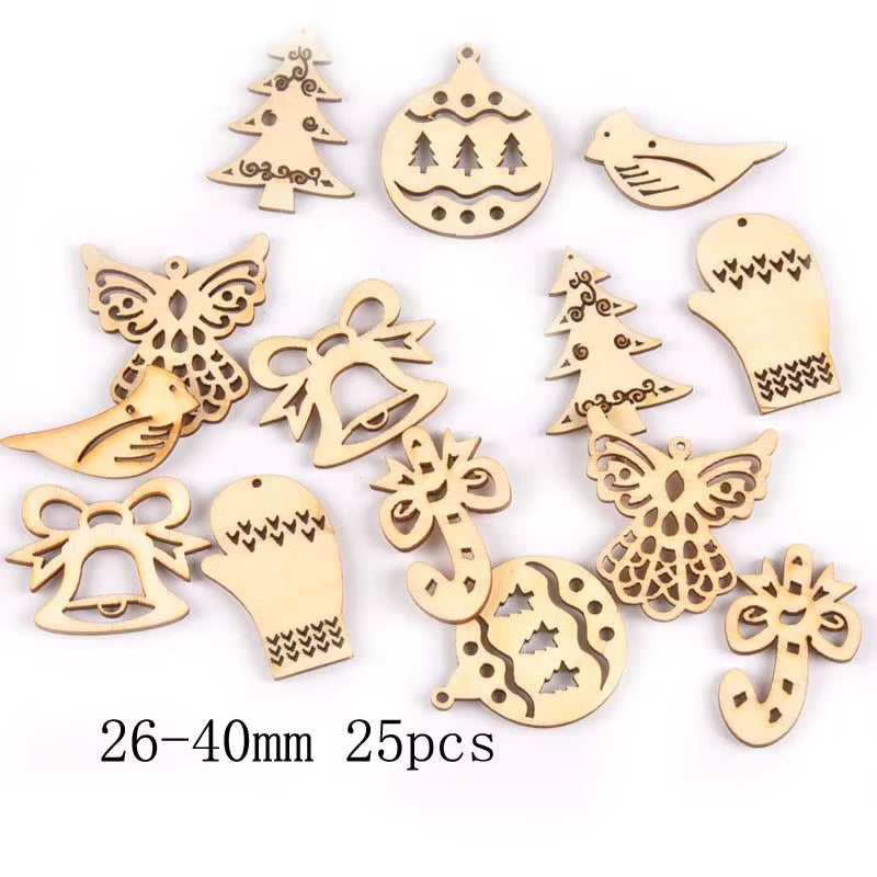 DIY Natural Wooden Chip Christmas Tree Hanging Ornaments Pendant Kids Gifts Snowman Xmas Ornaments Decorations Mt2521