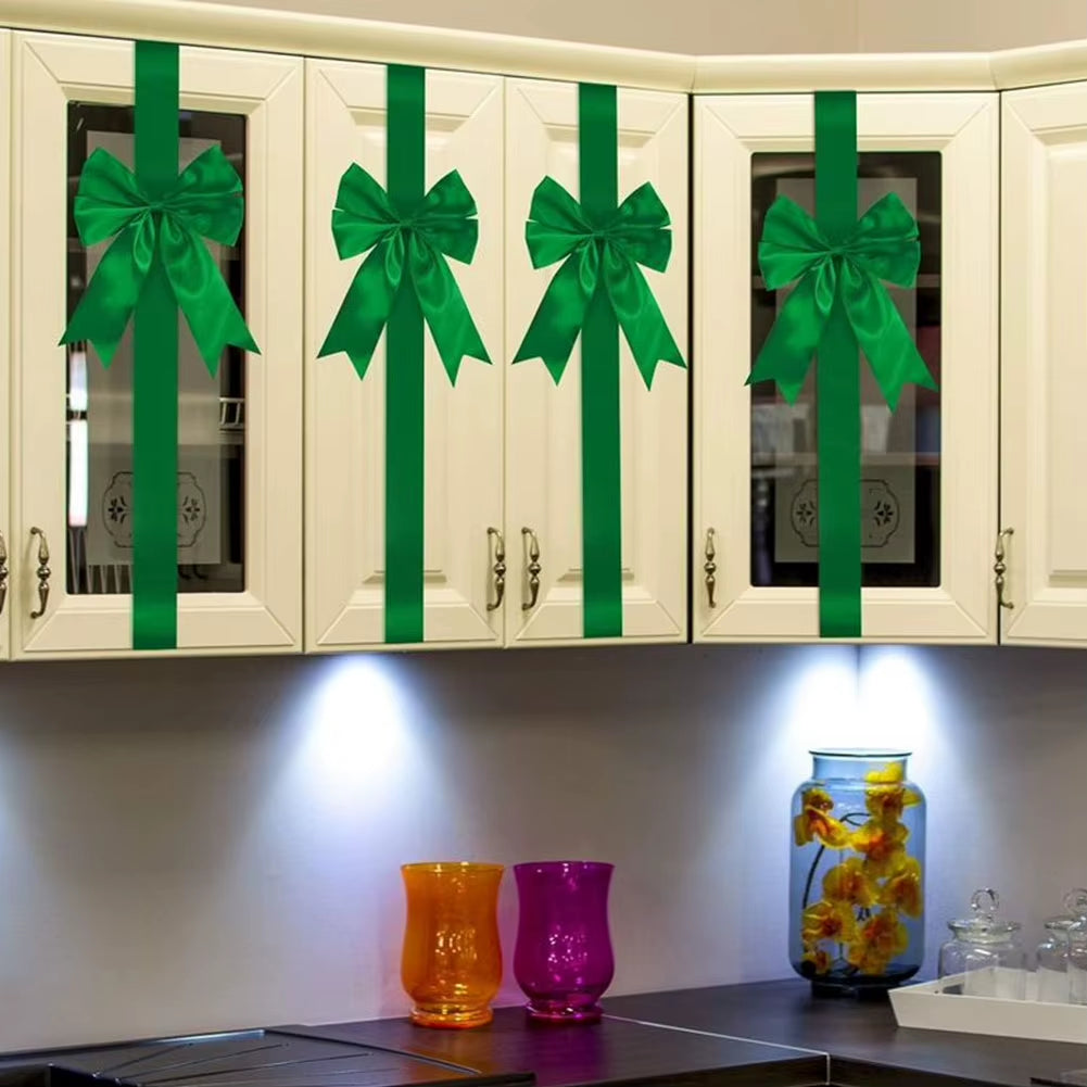 Christmas Cabinet Ribbons Bows Christmas Door Cabinet Bows Cabinet Door Bows Festive Large Xmas Bows for Christmas Party