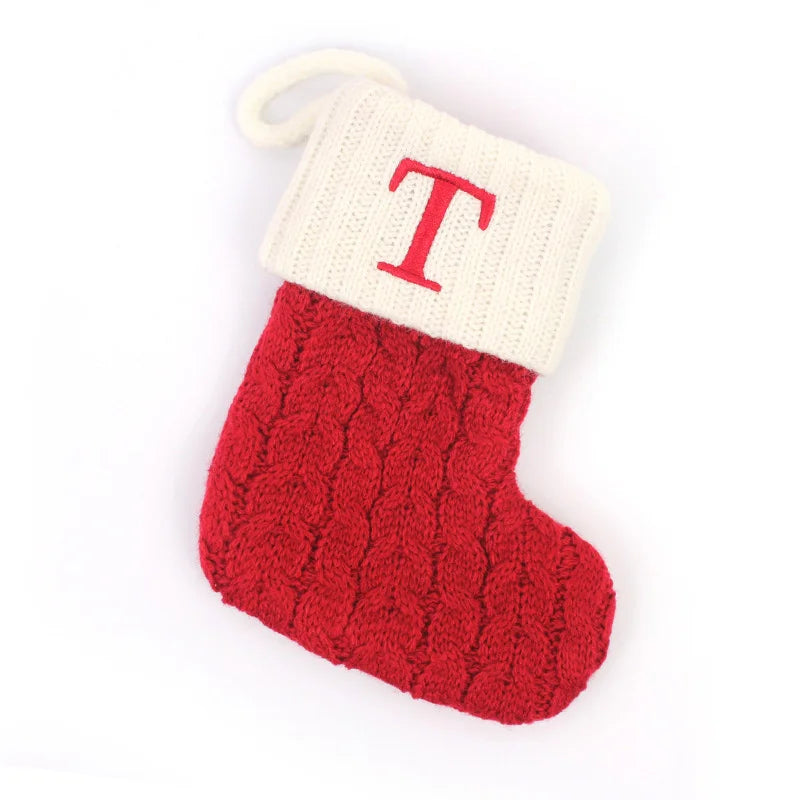 Christmas Boots Letters Christmas Stocking New Knitting Christmas Tree Pendant Decorations Snowflakechristmas Socks
