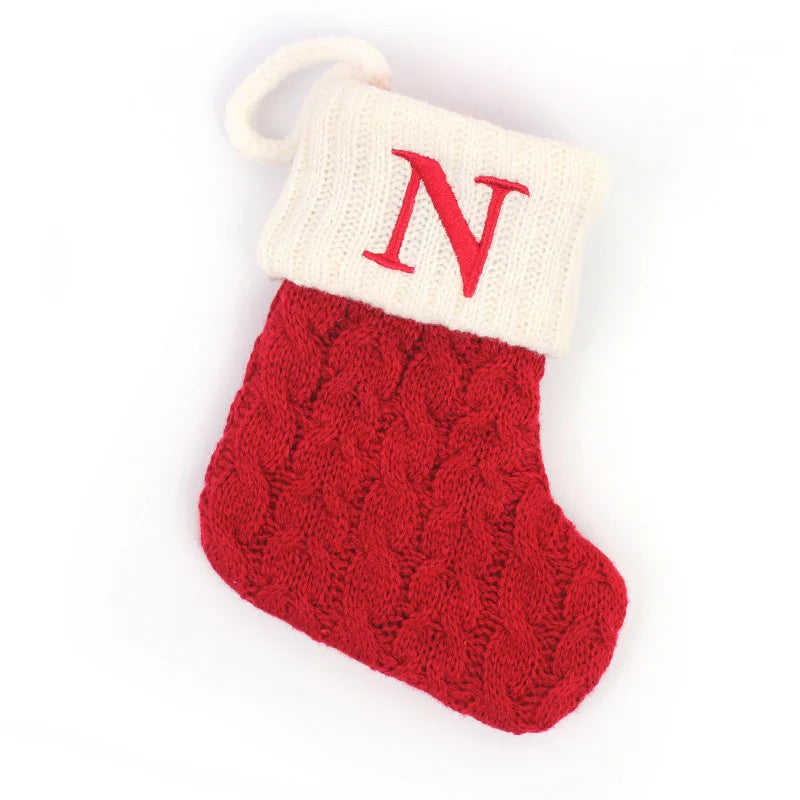 Christmas Boots Letters Christmas Stocking New Knitting Christmas Tree Pendant Decorations Snowflakechristmas Socks
