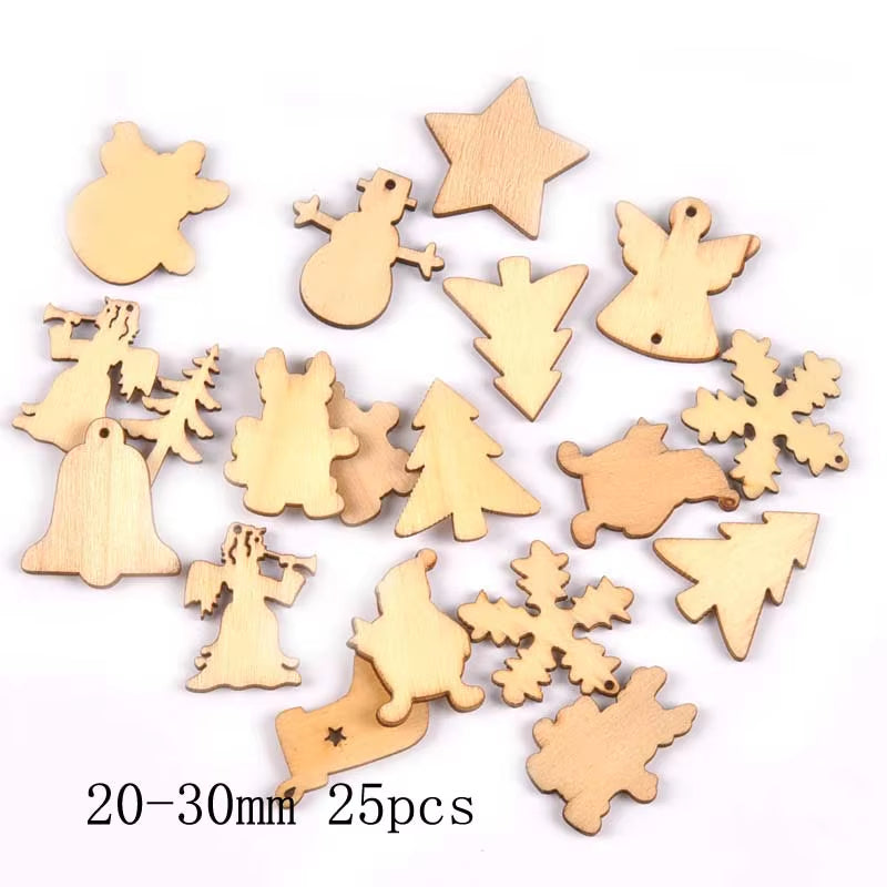 DIY Natural Wooden Chip Christmas Tree Hanging Ornaments Pendant Kids Gifts Snowman Xmas Ornaments Decorations Mt2521