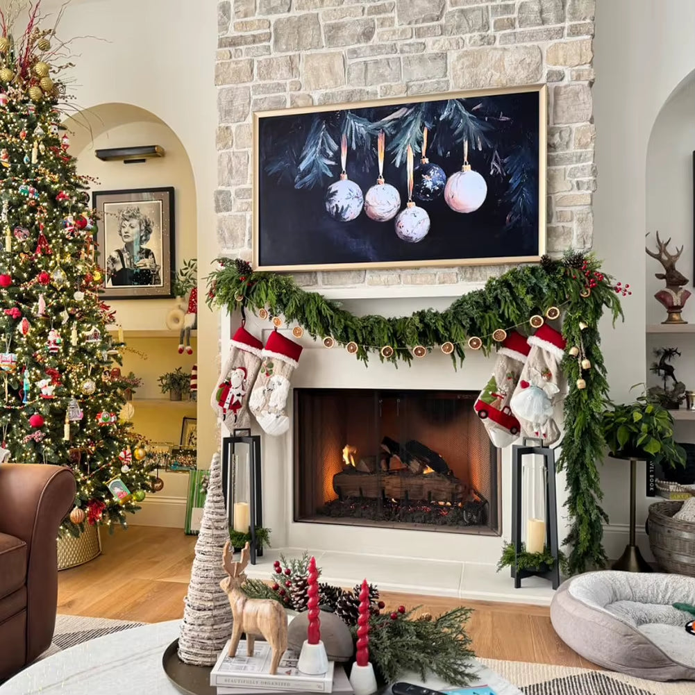 6Ft Pinegarland for Christmas Artificial Cedar Garlands Denses Real-Touch Wreath Ornament for Holiday Fireplace Table Home Decor