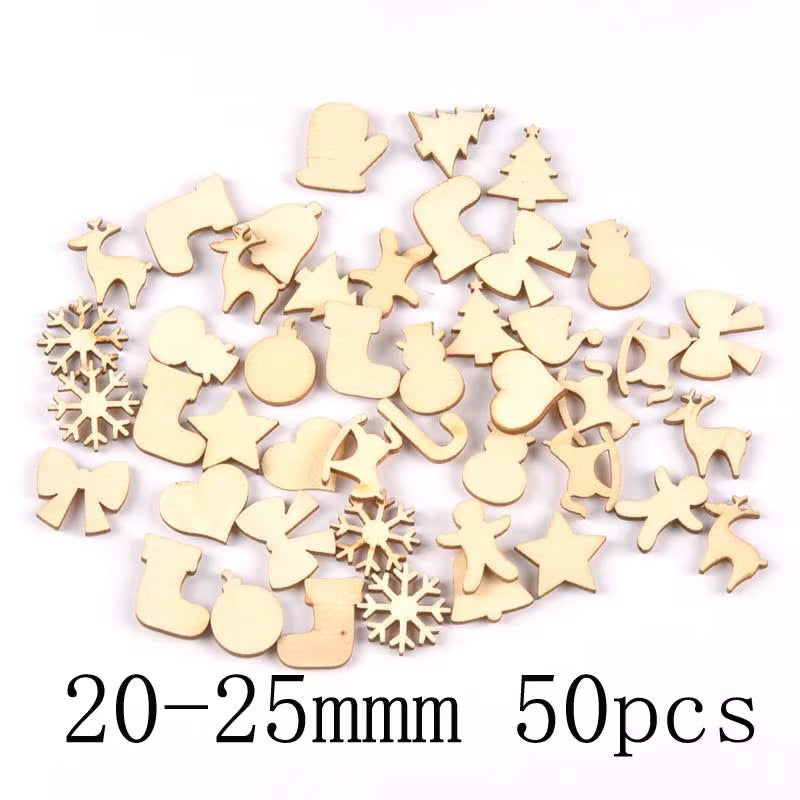 DIY Natural Wooden Chip Christmas Tree Hanging Ornaments Pendant Kids Gifts Snowman Xmas Ornaments Decorations Mt2521