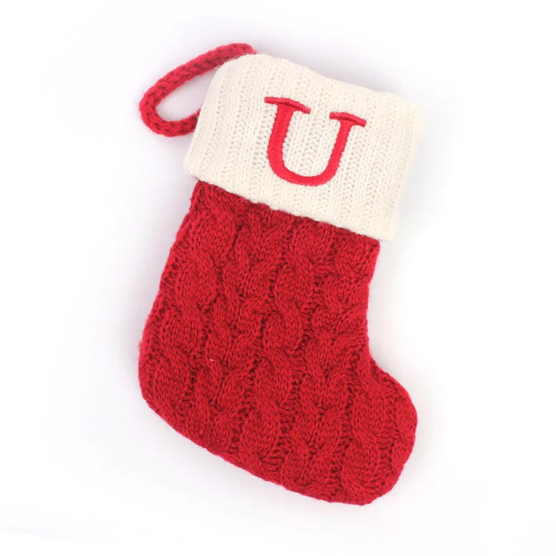 Christmas Boots Letters Christmas Stocking New Knitting Christmas Tree Pendant Decorations Snowflakechristmas Socks