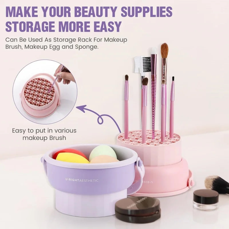 Makeup Brush Cleaner Mat 3 in 1 Silicone Washing Bowl.