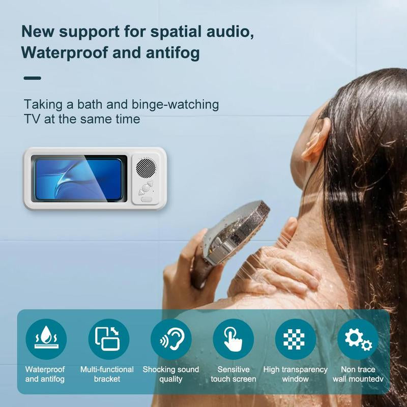 Ultimate Waterproof Bluetooth Speaker & Phone Holder - Perfect for Showers, Pools, and Kitchens with 360° Touch Control