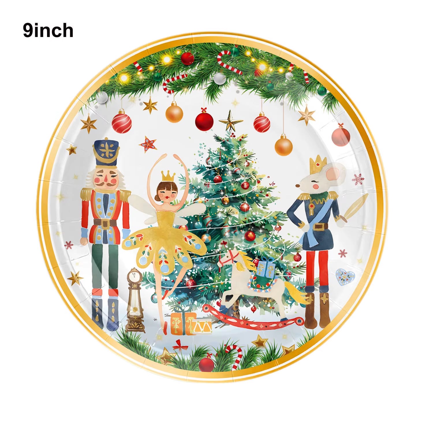 10-50Pcs 9Inch Christmas Disposable Paper Plates Vintage Xmas Party Table Decoration Holiday Party Supplies Dessert/Salad Plates