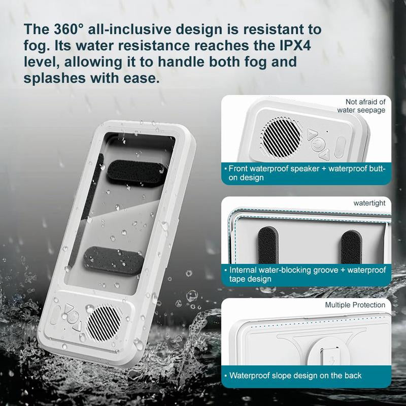 Ultimate Waterproof Bluetooth Speaker & Phone Holder - Perfect for Showers, Pools, and Kitchens with 360° Touch Control