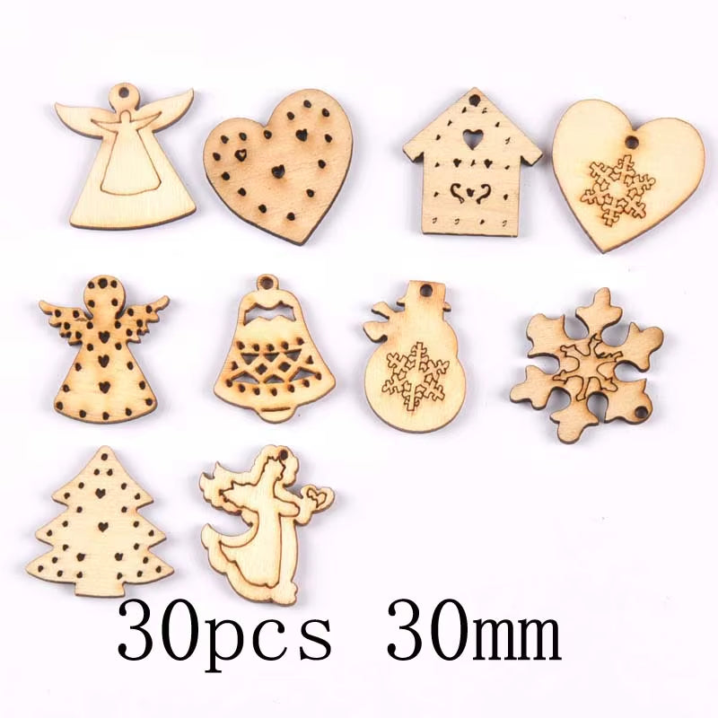 DIY Natural Wooden Chip Christmas Tree Hanging Ornaments Pendant Kids Gifts Snowman Xmas Ornaments Decorations Mt2521