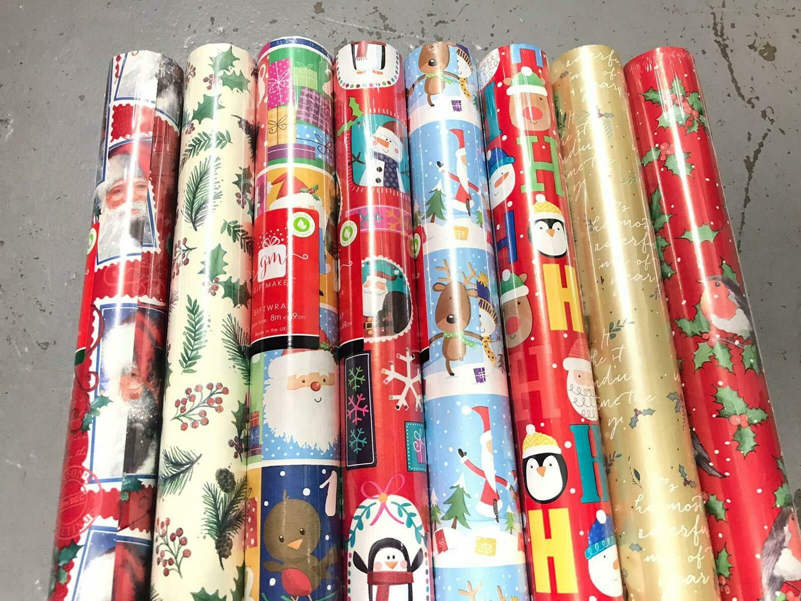20M Christmas Gift Wrap Paper Xmas Prizes Presents Wrap Rolls Assorted Designs
