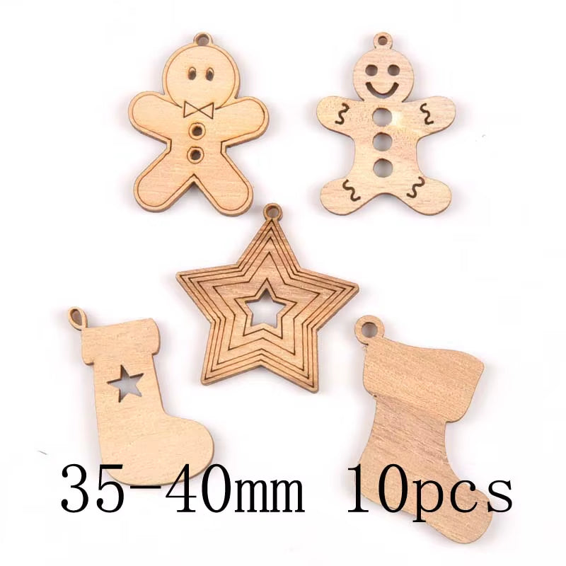 DIY Natural Wooden Chip Christmas Tree Hanging Ornaments Pendant Kids Gifts Snowman Xmas Ornaments Decorations Mt2521