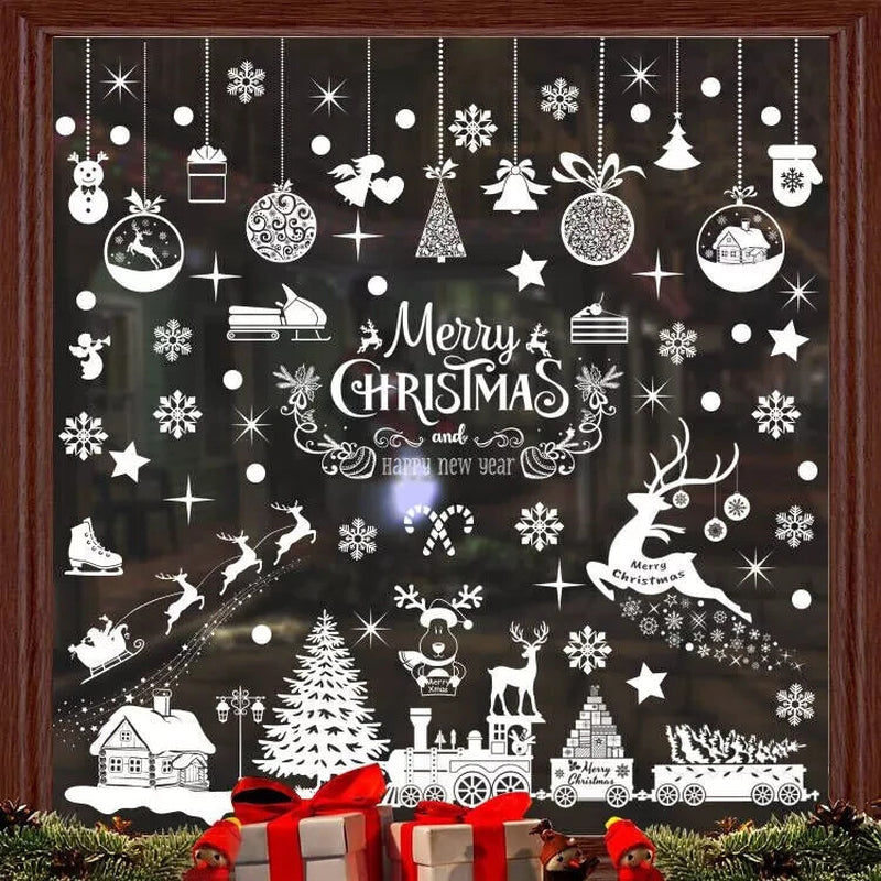 236Pcs Christmas Removable Window Stickers Xmas Art Decal Wall Home Shop Decor