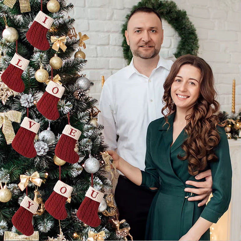 Christmas Boots Letters Christmas Stocking New Knitting Christmas Tree Pendant Decorations Snowflakechristmas Socks