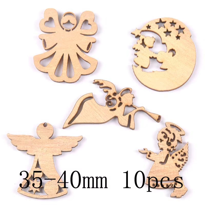 DIY Natural Wooden Chip Christmas Tree Hanging Ornaments Pendant Kids Gifts Snowman Xmas Ornaments Decorations Mt2521