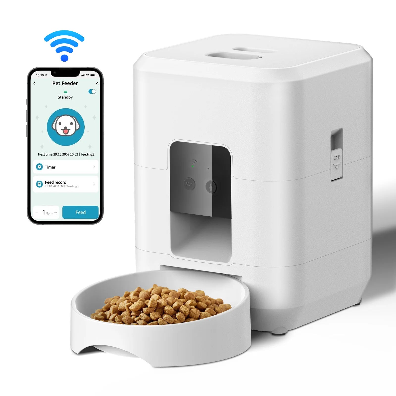 Smart Automatic Pet Feeder with Remote Control and Timed Feeding Features
