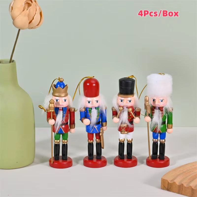 1PCS Random New Year Decor Kids Doll Wooden Nutcracker Soldier Merry Christmas Decoration Pendants Ornaments for Xmas Tree Decor