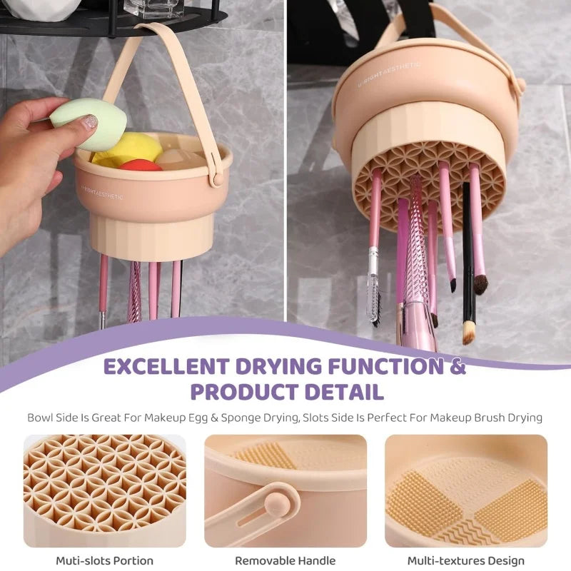 Makeup Brush Cleaner Mat 3 in 1 Silicone Washing Bowl.