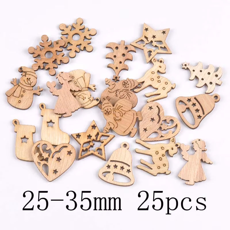 DIY Natural Wooden Chip Christmas Tree Hanging Ornaments Pendant Kids Gifts Snowman Xmas Ornaments Decorations Mt2521