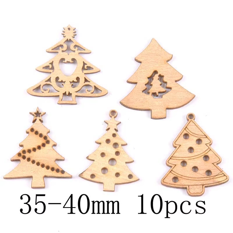 DIY Natural Wooden Chip Christmas Tree Hanging Ornaments Pendant Kids Gifts Snowman Xmas Ornaments Decorations Mt2521