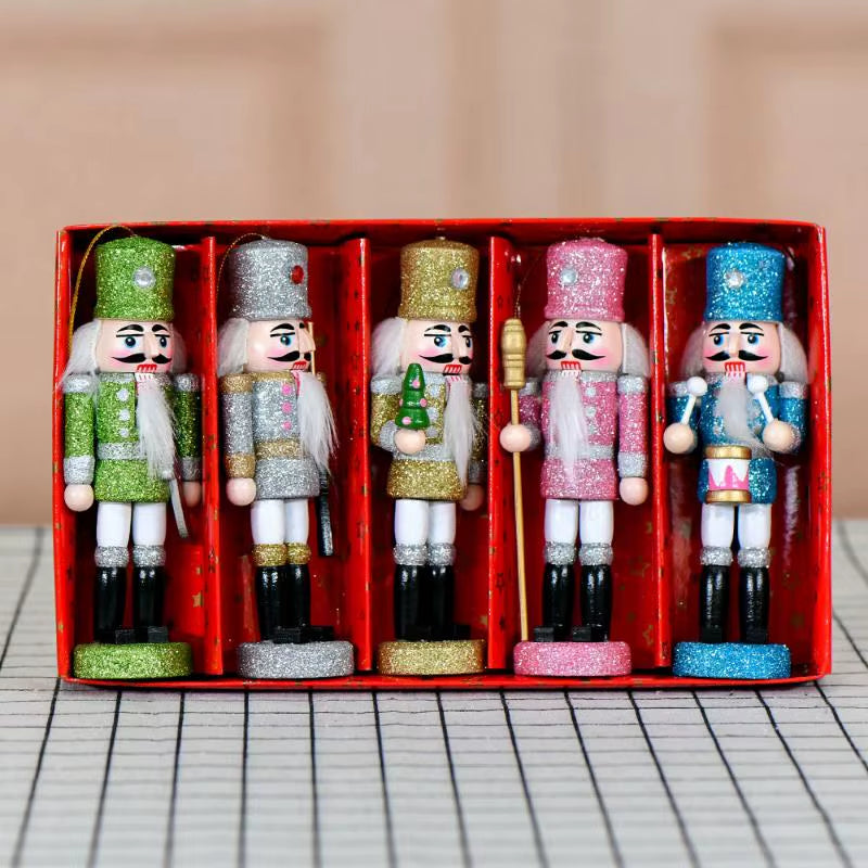 1PCS Random New Year Decor Kids Doll Wooden Nutcracker Soldier Merry Christmas Decoration Pendants Ornaments for Xmas Tree Decor