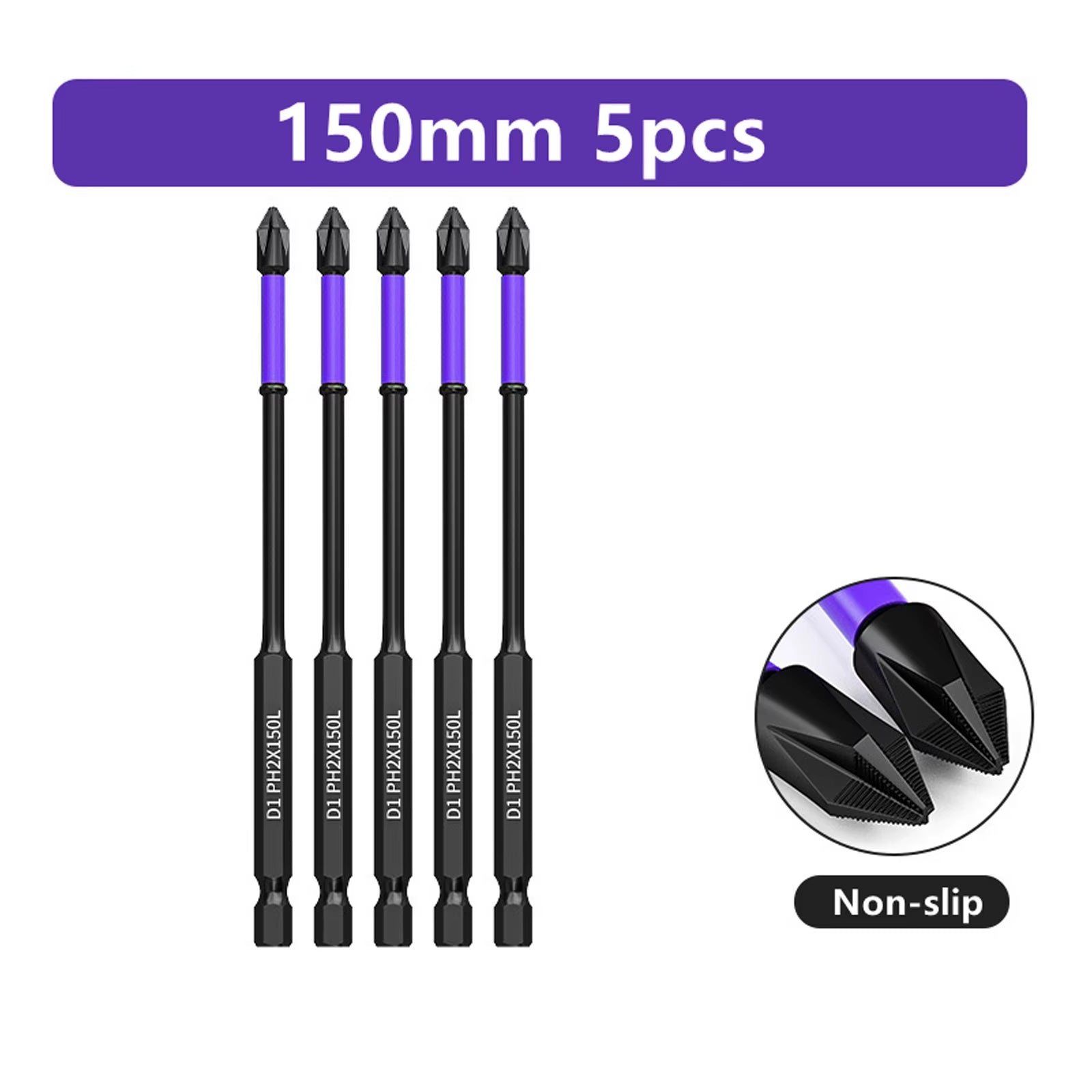 D1 Anti-Slip and Shock-Proof Bits Screwdriver Bits,High Hardness Strong Magnetic 25/50/65/70/90/150Mm PH2 Screwdriver Set
