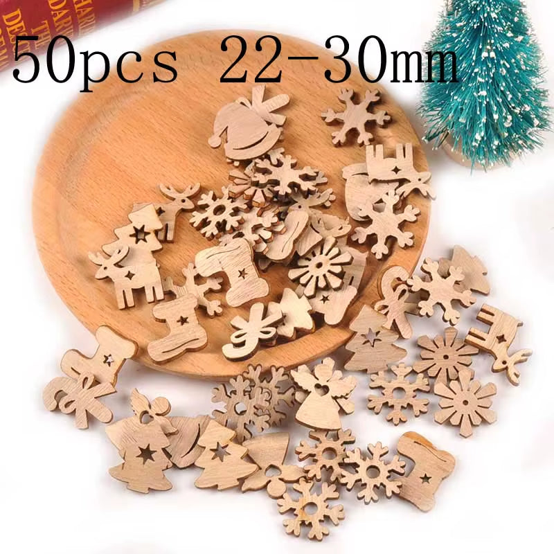 DIY Natural Wooden Chip Christmas Tree Hanging Ornaments Pendant Kids Gifts Snowman Xmas Ornaments Decorations Mt2521