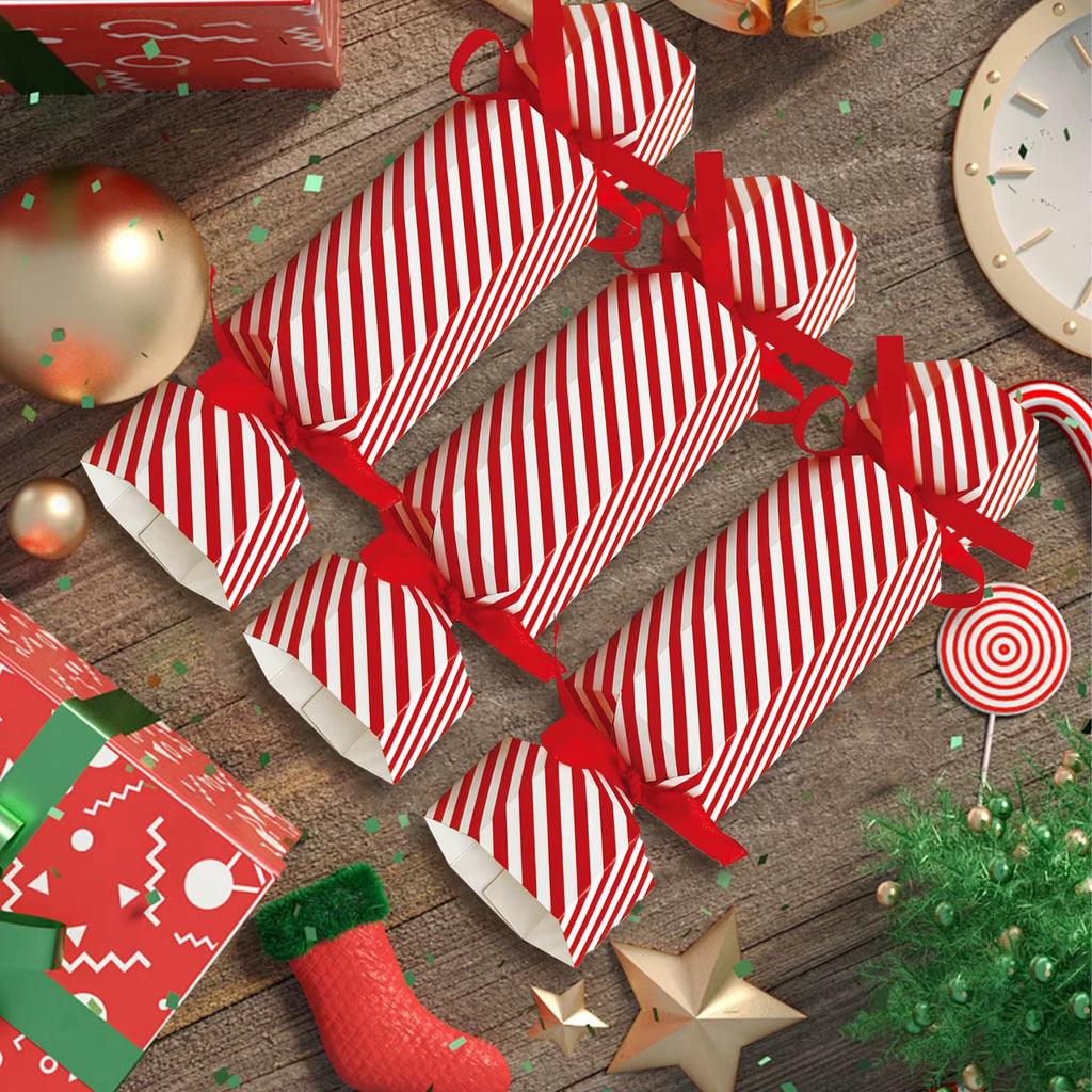 40 Packs DIY Christmas Party Cracker Kit Snowflake & Reindeer Design No-Snap Xmas Party Table Favors with Candy Boxes for Holida