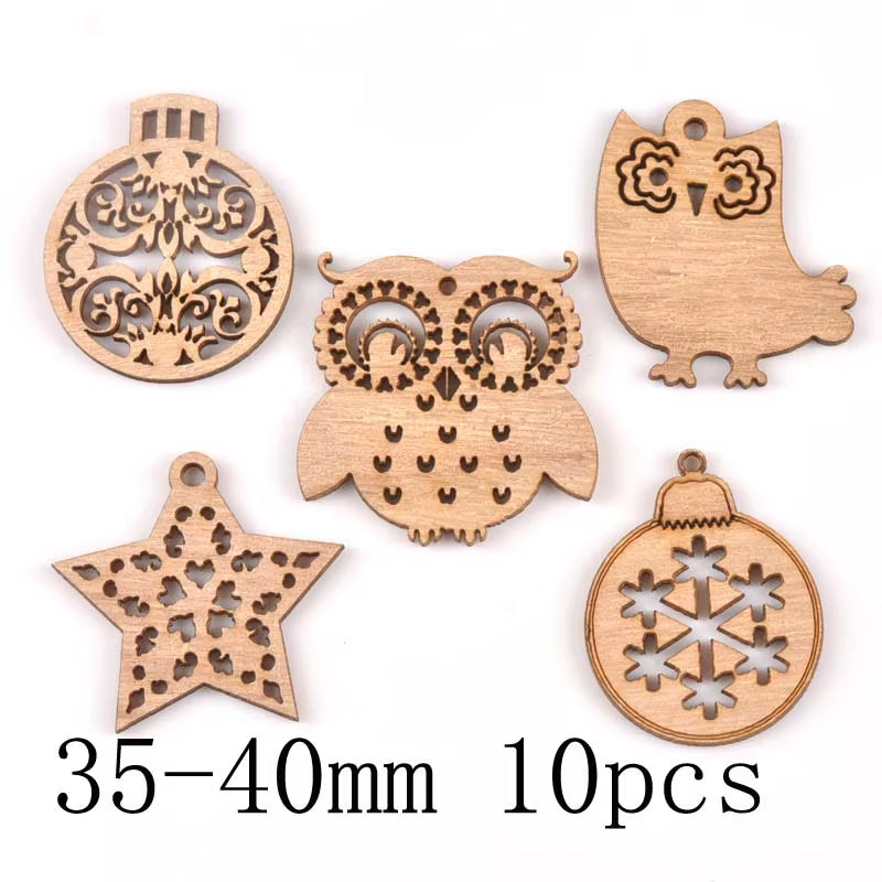 DIY Natural Wooden Chip Christmas Tree Hanging Ornaments Pendant Kids Gifts Snowman Xmas Ornaments Decorations Mt2521