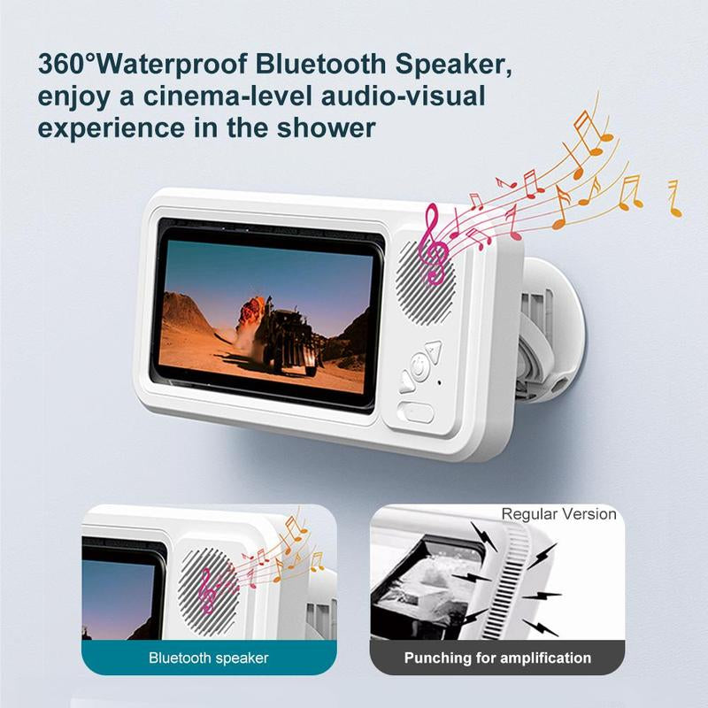 Ultimate Waterproof Bluetooth Speaker & Phone Holder - Perfect for Showers, Pools, and Kitchens with 360° Touch Control