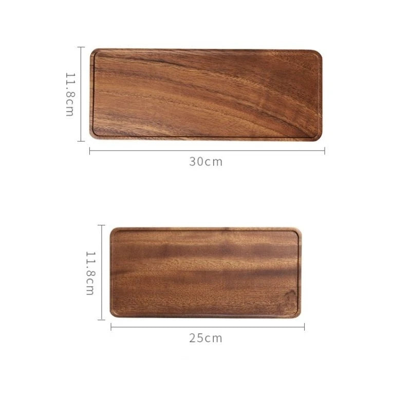 Natural Wooden Tray Rectangular Plate Fruit Snacks Food.