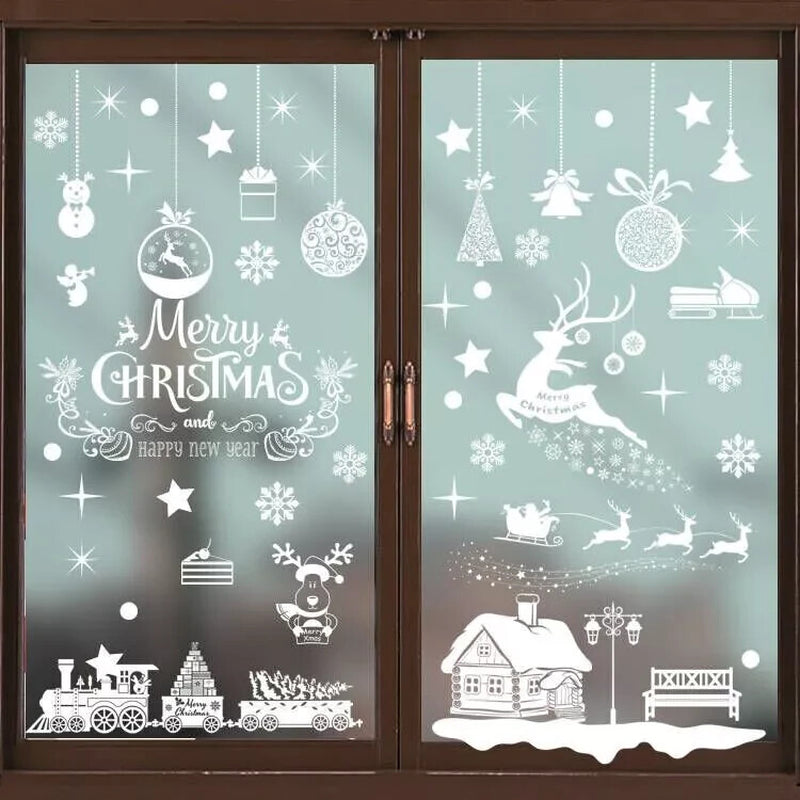 236Pcs Christmas Removable Window Stickers Xmas Art Decal Wall Home Shop Decor