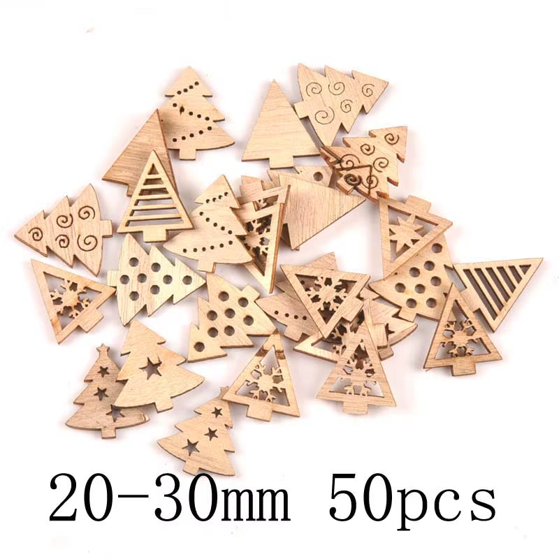 DIY Natural Wooden Chip Christmas Tree Hanging Ornaments Pendant Kids Gifts Snowman Xmas Ornaments Decorations Mt2521