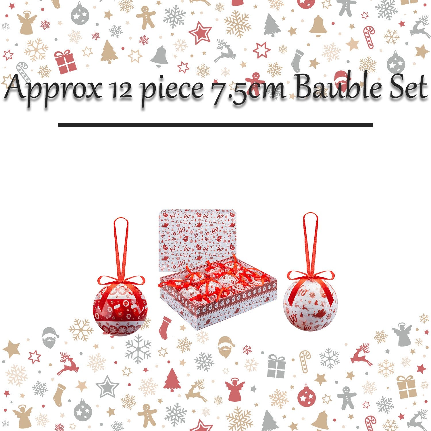 Christmas Bauble Decoration Hanging Tree 12 Piece 7. 5Cm Bauble Set Nordic