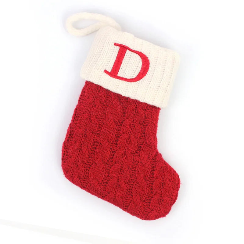Christmas Boots Letters Christmas Stocking New Knitting Christmas Tree Pendant Decorations Snowflakechristmas Socks