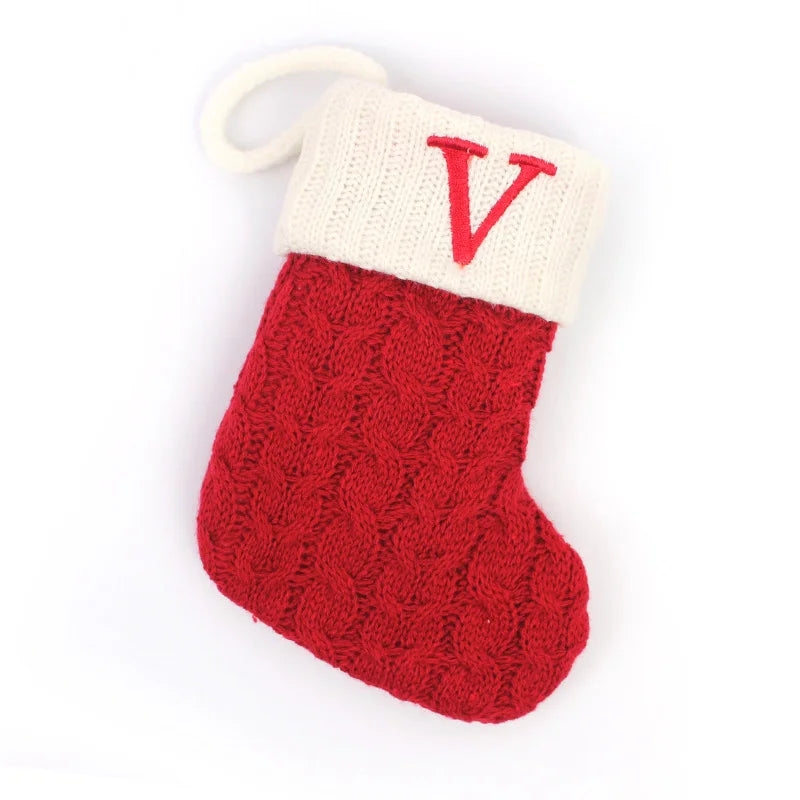 Christmas Boots Letters Christmas Stocking New Knitting Christmas Tree Pendant Decorations Snowflakechristmas Socks