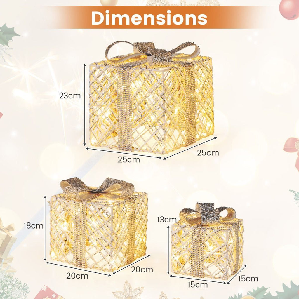 Christmas Wonderland Combo Set: Artificial Xmas Tree + Pre-Lit Snowman + Lighted Gift Boxes