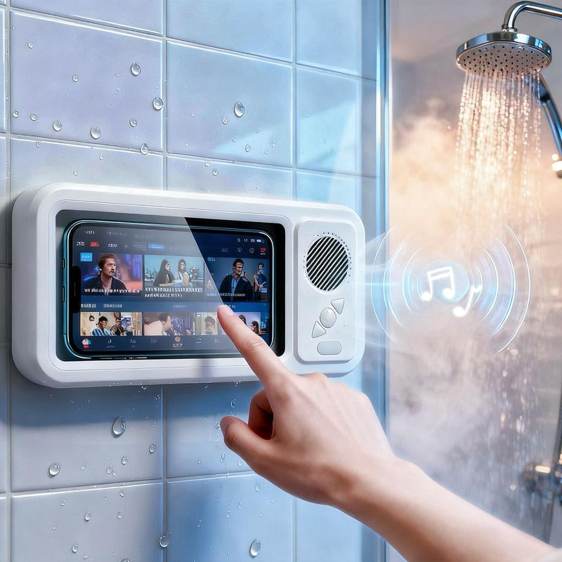 Ultimate Waterproof Bluetooth Speaker & Phone Holder - Perfect for Showers, Pools, and Kitchens with 360° Touch Control
