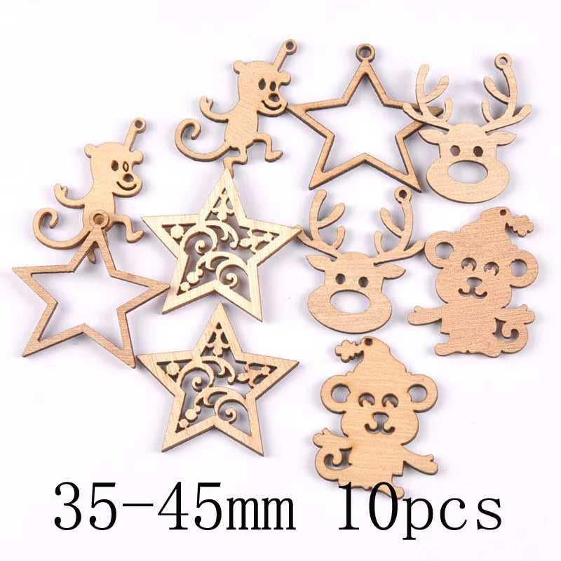 DIY Natural Wooden Chip Christmas Tree Hanging Ornaments Pendant Kids Gifts Snowman Xmas Ornaments Decorations Mt2521