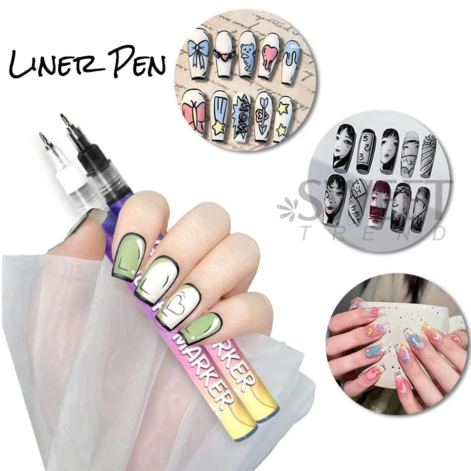 12 Colors Y2K Graffiti Nail Polish Pen Acrylic Painting Pencil.