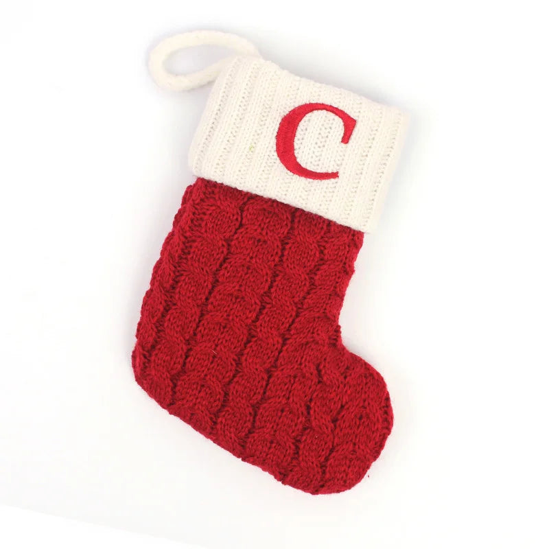 Christmas Boots Letters Christmas Stocking New Knitting Christmas Tree Pendant Decorations Snowflakechristmas Socks