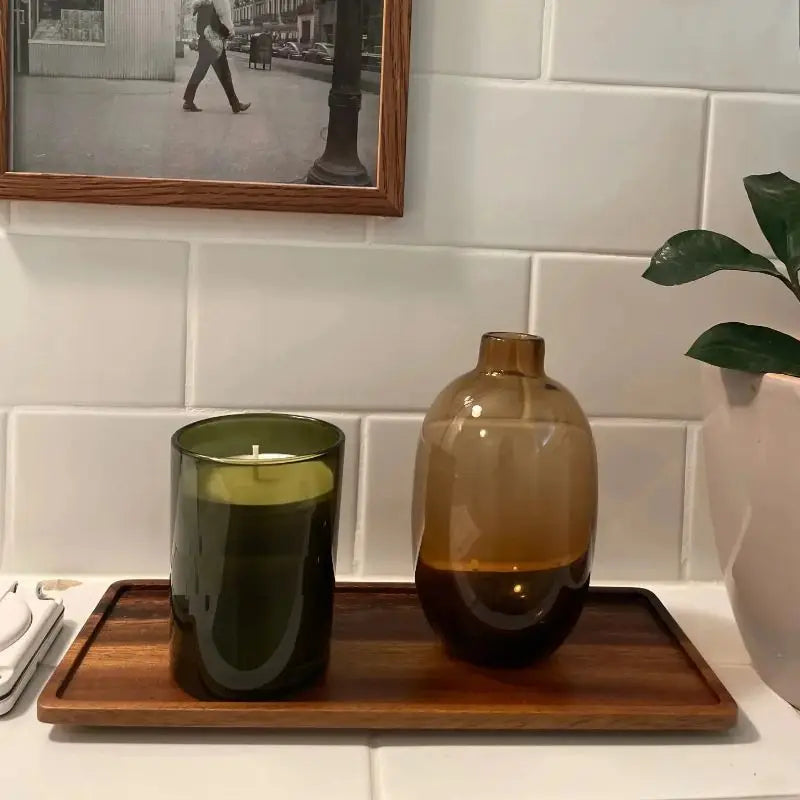 Natural Wooden Tray Rectangular Plate Fruit Snacks Food.