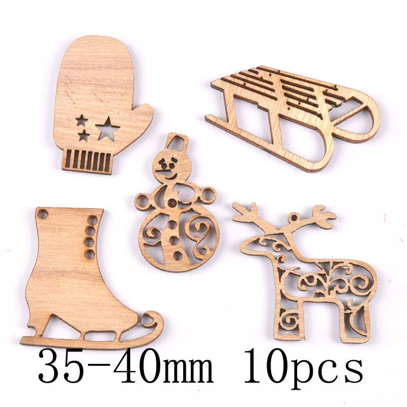 DIY Natural Wooden Chip Christmas Tree Hanging Ornaments Pendant Kids Gifts Snowman Xmas Ornaments Decorations Mt2521