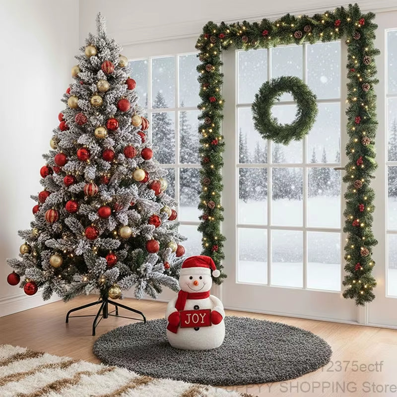 Christmas Garland with Pinecones and Red Berries, 2.7M Artificial Xmas Garlands, Xmas Tree Rattan Banner, Christmas Decorations