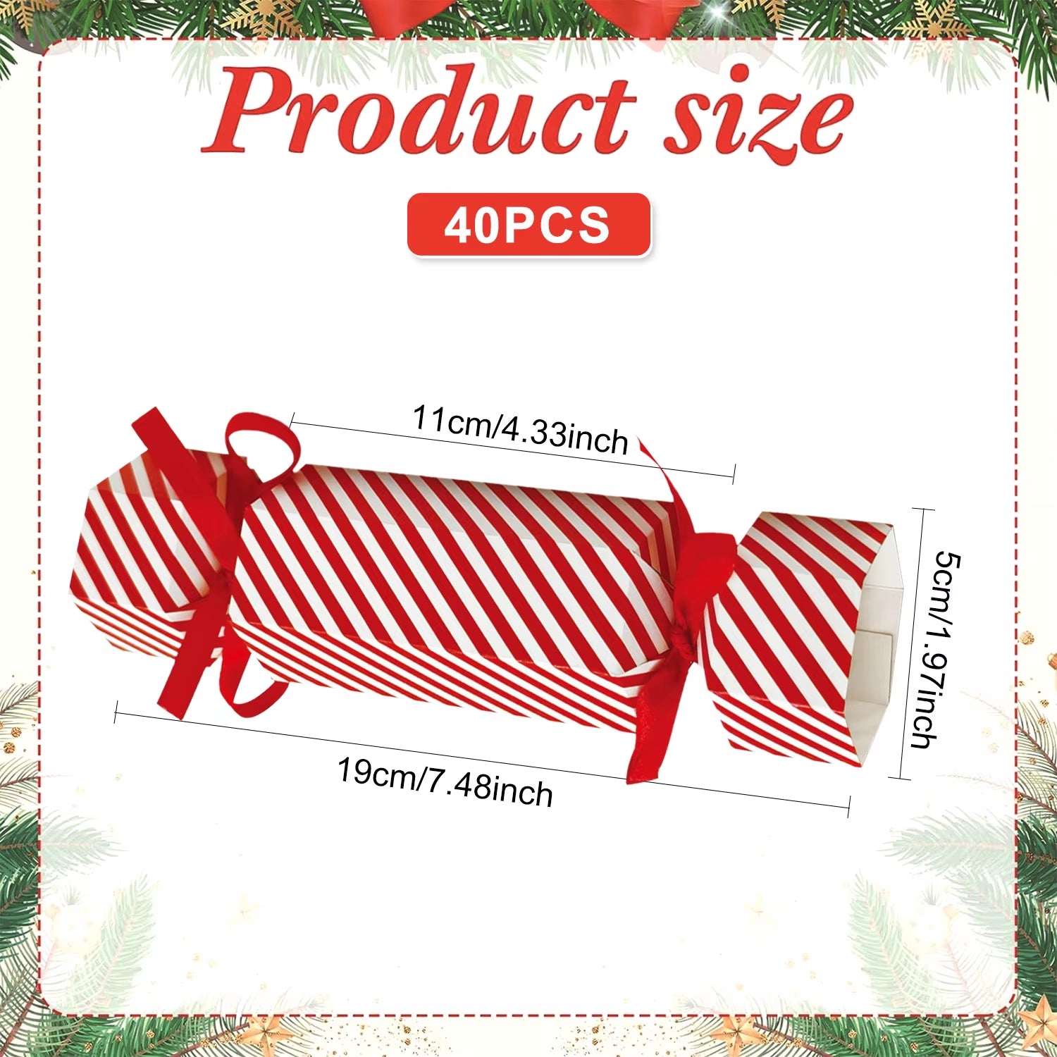 40 Packs DIY Christmas Party Cracker Kit Snowflake & Reindeer Design No-Snap Xmas Party Table Favors with Candy Boxes for Holida